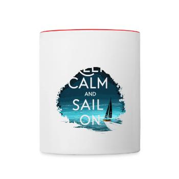 Boating Dad Boat Captain Pontoon Sailor Cruising - Contrasting Mug - white/red - Front