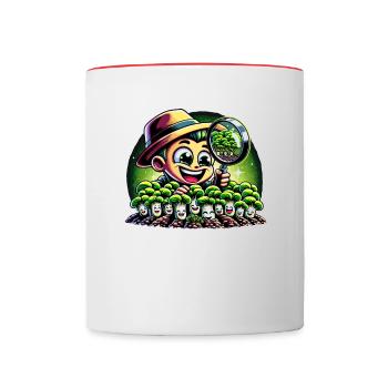 vegan farming, growing sprouts and - Contrasting Mug - white/red - Front