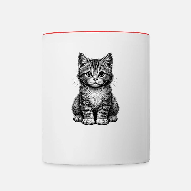 Cute cat - Contrasting Mug - white/red