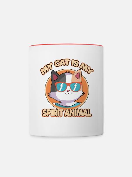 My Cat Is My Spirit Animal - Mug contrasté - blanc/rouge