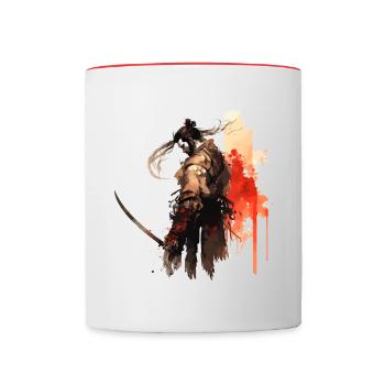 Samurai Motif - The Way of the Warrior - Contrasting Mug - white/red - Front