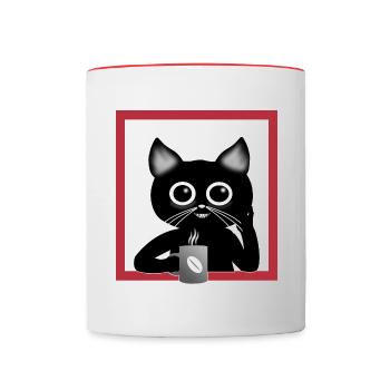 Coffee Cat - Contrasting Mug - white/red - Front
