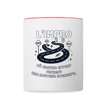 L'impro chaque erreur est une nouvelle aventure - Mug contrasté - blanc/rouge - Devant