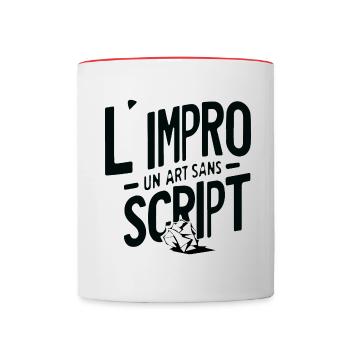 l'impro un art sans script, theatre improvisation - Mug contrasté - blanc/rouge - Devant