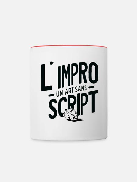l'impro un art sans script, theatre improvisation - Mug contrasté - blanc/rouge
