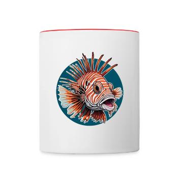 Farbenfroher Rotfeuerfisch Korallenfisch - Tasse zweifarbig - Weiß/Rot - Vorne