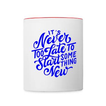 It's never too late to start something new, motiva - Contrasting Mug - white/red - Front