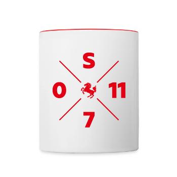 STUTTGART 0711 KREUZ WAPPEN TSHIRT ROT - Tasse zweifarbig - Weiß/Rot - Vorne