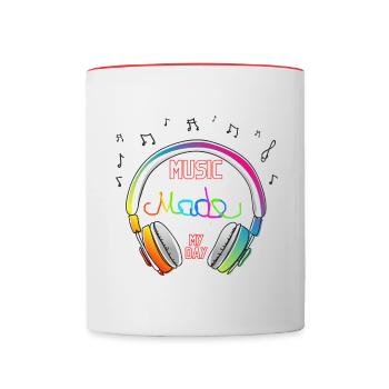 Music Made My Day - Tasse zweifarbig - Weiß/Rot - Vorne