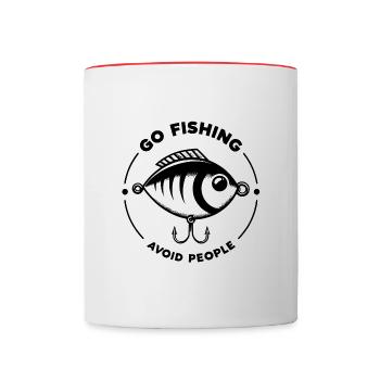 Go fishing, avoid people, rest by the water - Contrasting Mug - white/red - Front