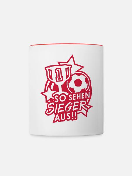 Sieger Fußball - Tasse zweifarbig - Weiß/Rot