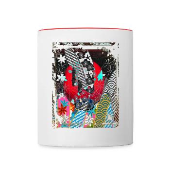 Rote japanische Laternen Nacht Straßenlaternen Lampen - Tasse zweifarbig - Weiß/Rot - Vorne