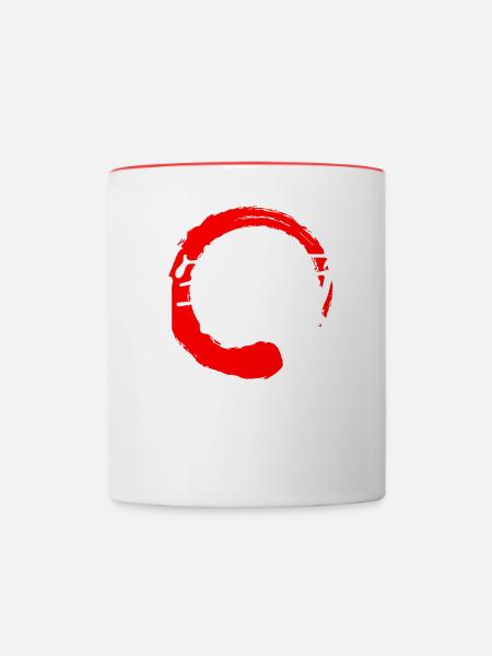 Wabi Sabi bedeutet japanisches Kanji-Wortzeichen - Tasse zweifarbig - Weiß/Rot