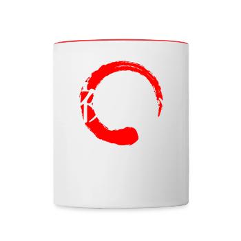 Shoshin meaning Japanese kanji words character - Contrasting Mug - white/red - Front