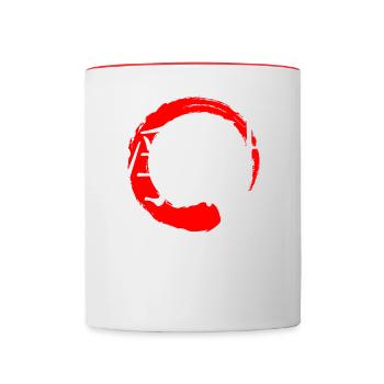 Ukiyo bedeutet japanisches Kanji-Wortzeichen - Tasse zweifarbig - Weiß/Rot - Vorne