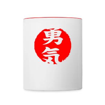 Courage Japan quote Japanese kanji words - Contrasting Mug - white/red - Front