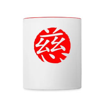 Compassion Japan quote Japanese kanji words - Contrasting Mug - white/red - Front