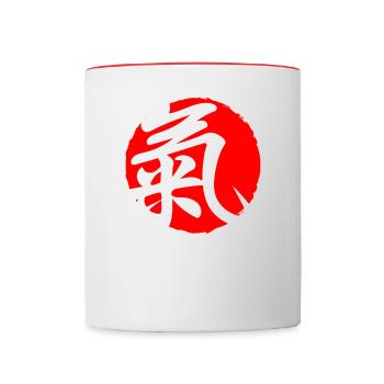 Strength Japan quote Japanese kanji words - Contrasting Mug - white/red - Front