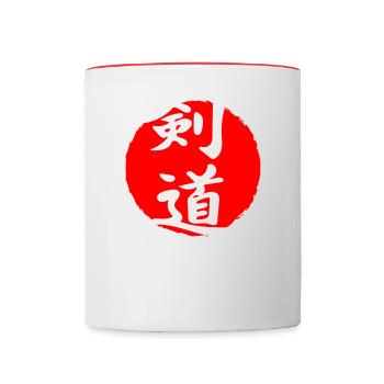 Kendo martial art sport Japan Japanese kanji - Contrasting Mug - white/red - Front