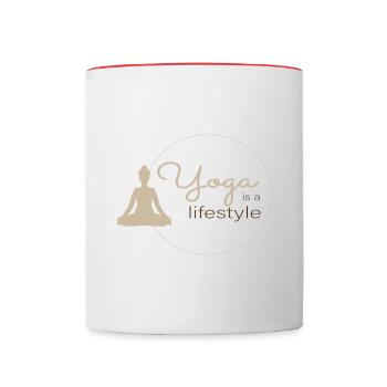 Yoga is a lifestyle - Tasse zweifarbig - Weiß/Rot - Vorne
