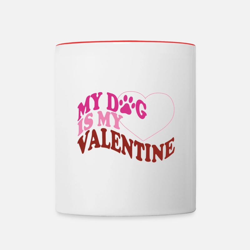 Mon chien est mon Valentin - Mug contrasté - blanc/rouge