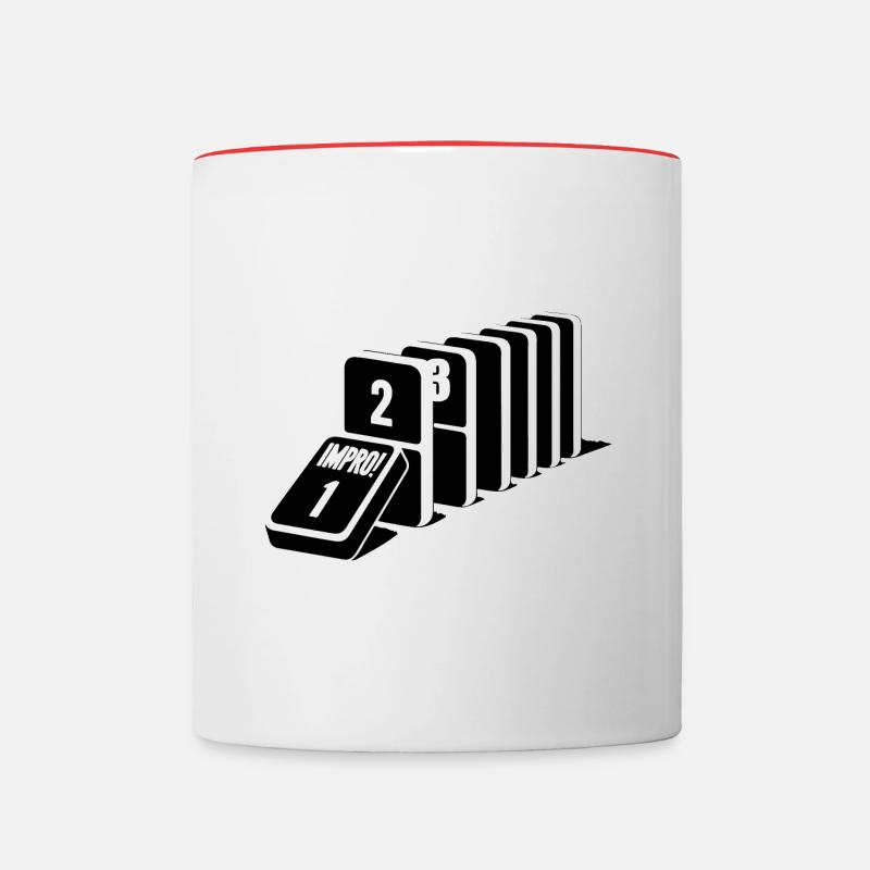 Impro domino- Mode Unique pour Artistes et Scène - Mug contrasté - blanc/rouge
