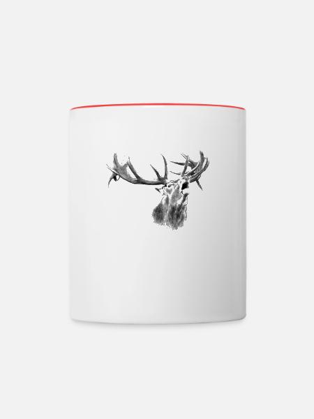 Hirsch - Tasse zweifarbig - Weiß/Rot