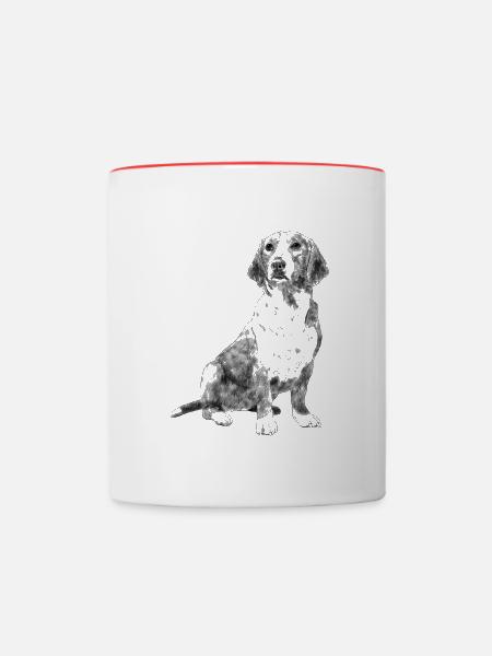 Sitting Westphalian Dachsbracke Dog - Contrasting Mug - white/red
