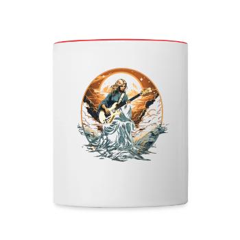 The Holy Mother Mary plays electric guitar, musician - Contrasting Mug - white/red - Front