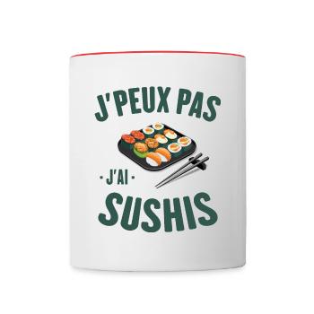 J'ai Sushis Cadeau Humour Personnalisé - Mug contrasté - blanc/rouge - Devant
