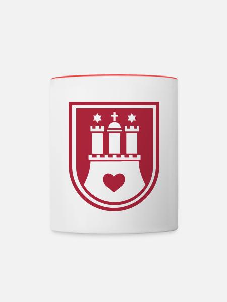 Hamburg Wappen - Tasse zweifarbig - Weiß/Rot