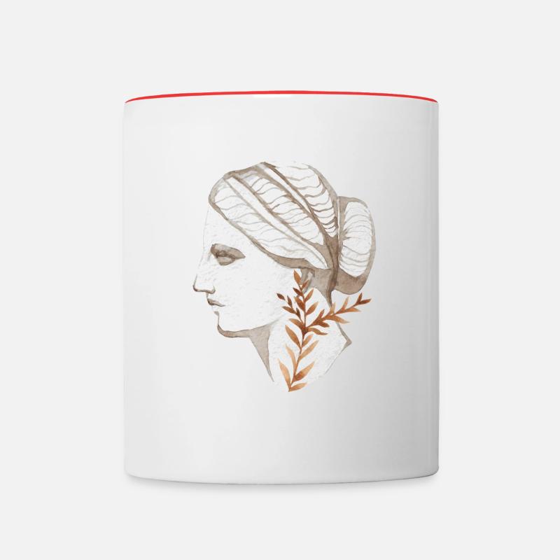Kopffrau Aquarell Antikes Rom - Tasse zweifarbig - Weiß/Rot