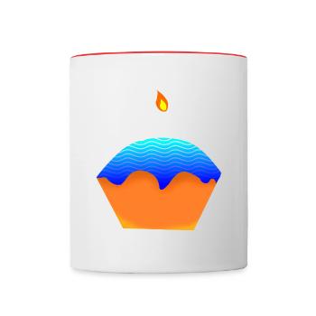 blue baby birthday cake - Contrasting Mug - white/red - Front
