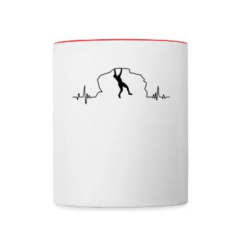 Climbing upside down heartbeat - Contrasting Mug - white/red - Front