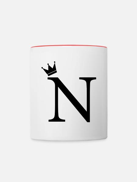 N-Monogramm-Krone - Tasse zweifarbig - Weiß/Rot