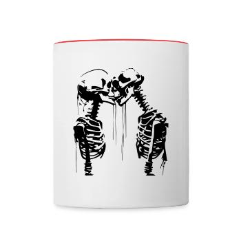 skeletons kiss - Contrasting Mug - white/red - Front
