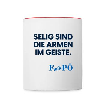 Selig sind die Armen im Geiste - Tasse zweifarbig - Weiß/Rot - Vorne