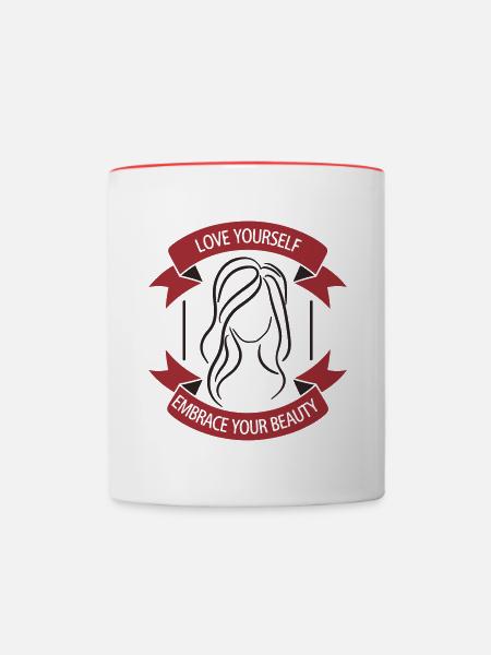 Love Yourself Embrace Beauty - Contrasting Mug - white/red