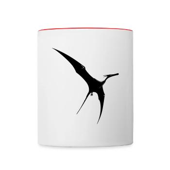 Minimalist Pterodactyl Silhouette - Contrasting Mug - white/red - Front