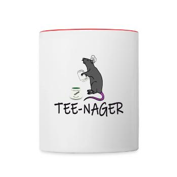 Teenager, Humor Tee-Nager , Nagertier T-Shirt - Tasse zweifarbig - Weiß/Rot - Vorne