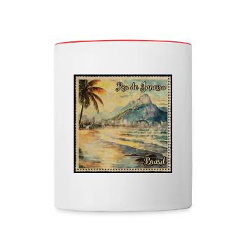 Timbre Rio de Janeiro Brésil - Mug contrasté - blanc/rouge - Devant