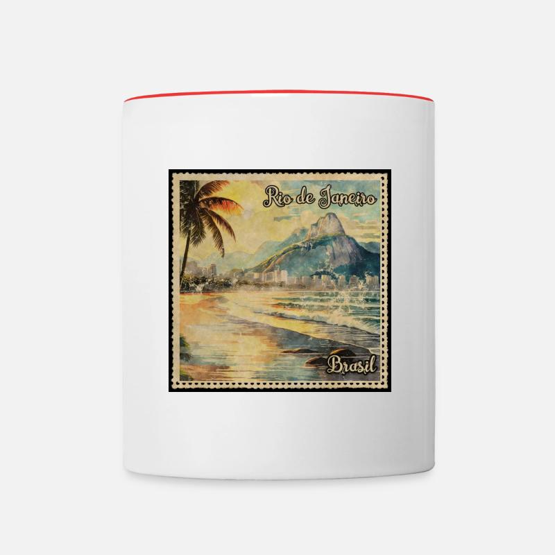 Timbre Rio de Janeiro Brésil - Mug contrasté - blanc/rouge