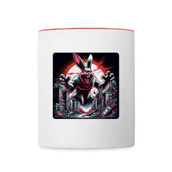 Attention à la catastrophe du lapin - Mug contrasté - blanc/rouge - Devant