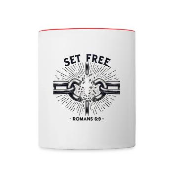 Messages de la Bible Délivrance des chaînes - Mug contrasté - blanc/rouge - Devant