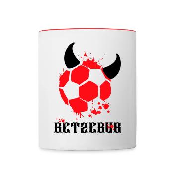 BETZEBUB Fußball mit Teufel Hörner Kaiserslautern - Tasse zweifarbig - Weiß/Rot - Vorne