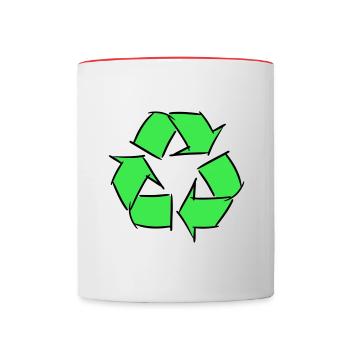 Recycled icon, decorative drawing, customizable. - Contrasting Mug - white/red - Front