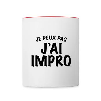 je peux pas j'ai impro, theatre improvisation - Mug contrasté - blanc/rouge - Devant