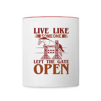 Vivez comme des courses de chevaux - Mug contrasté - blanc/rouge - Devant