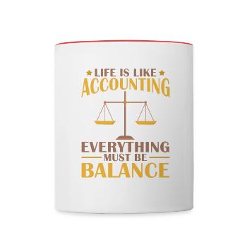 Das Leben ist wie eine Buchhaltung - Tasse zweifarbig - Weiß/Rot - Vorne