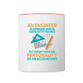 Ein Ingenieur ist jemand, der gut mit Zahlen - Tasse zweifarbig - Weiß/Rot - Vorne